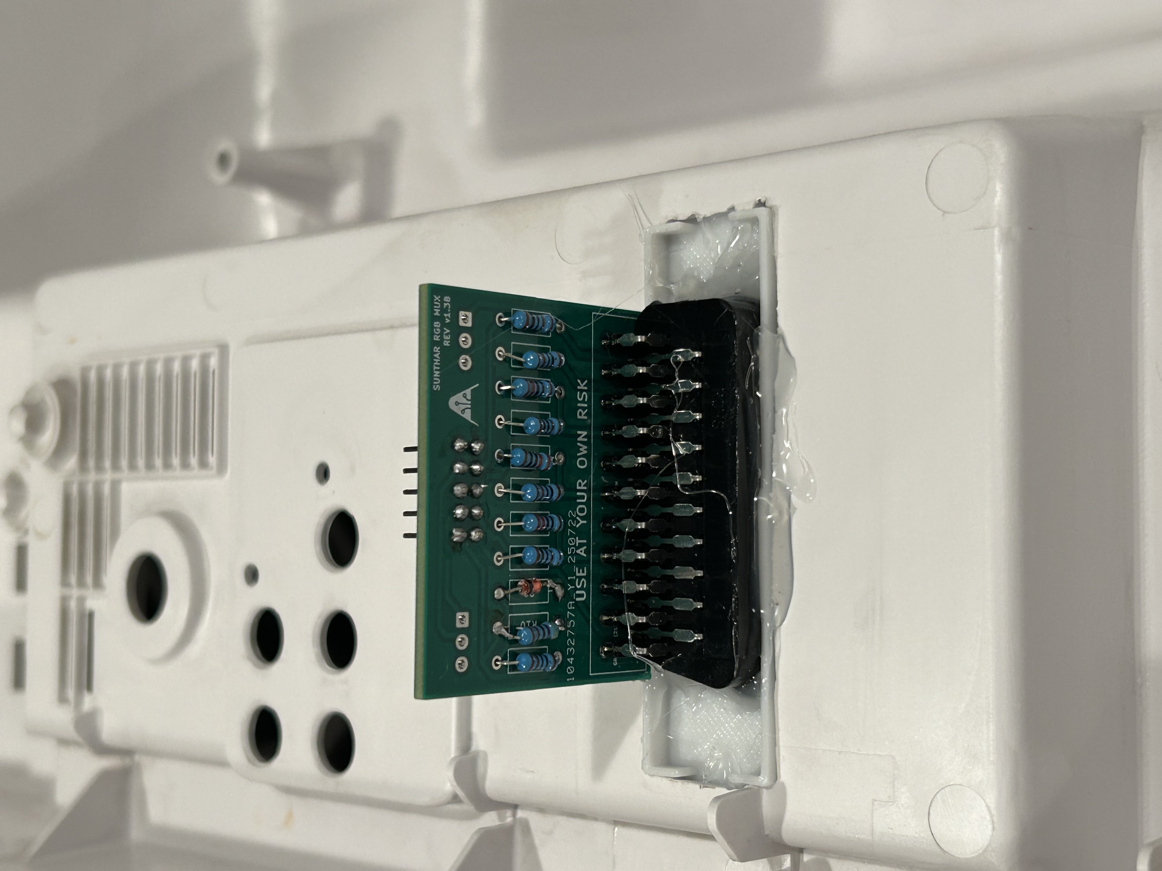 Closeup of MUX board from rear