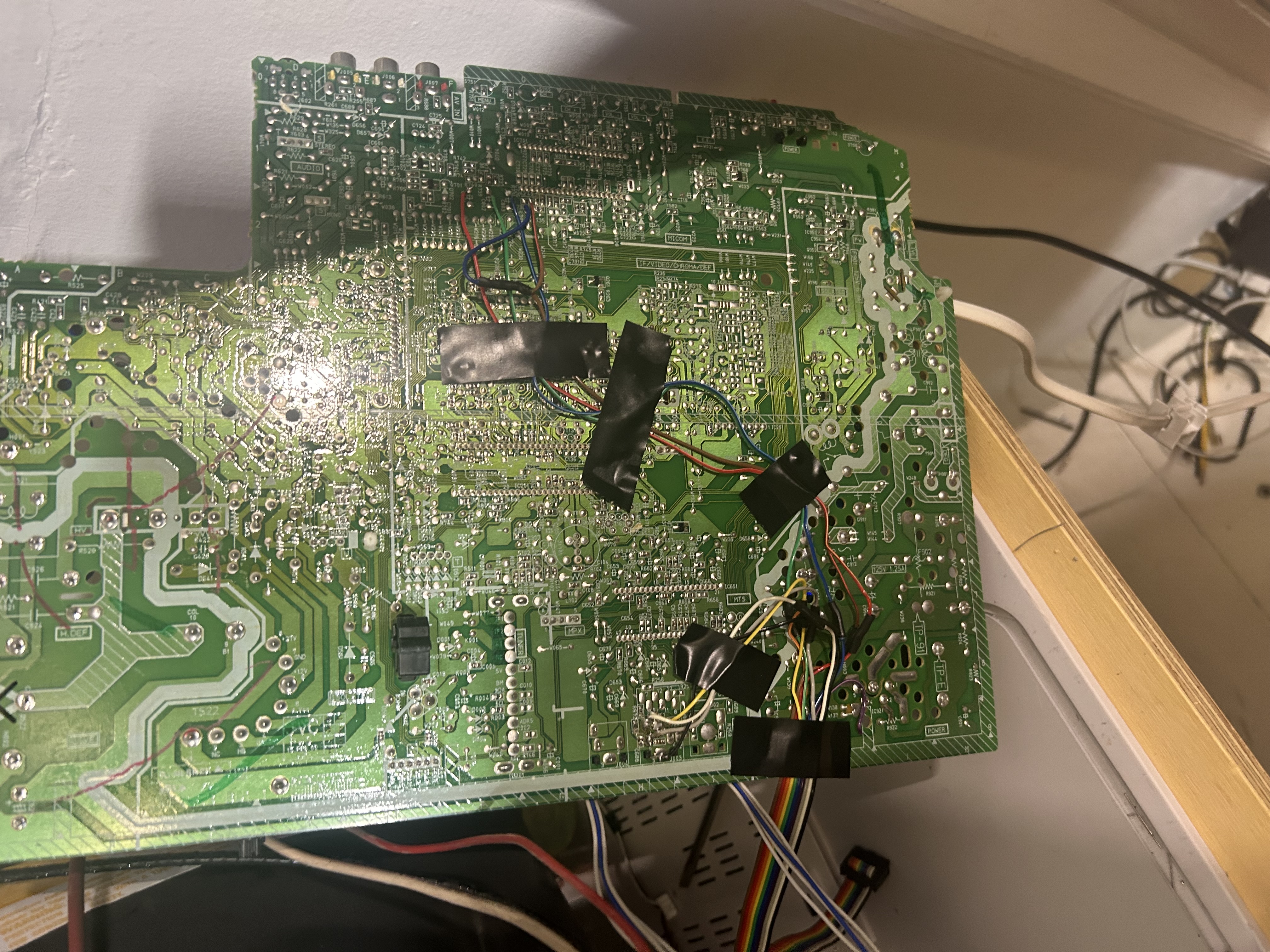 Closeup of underside of mainboard